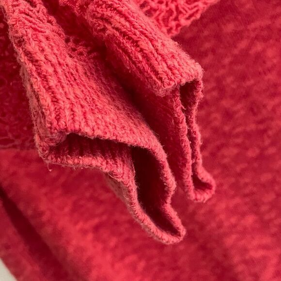 LUCKY BRAND Linen Cotton Crew Neck Sweater Red Coral M - Picture 3 of 5